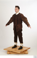  Photos Man in Historical Dress 16 14th century a poses brown jacket medieval clothing whole body 0002.jpg